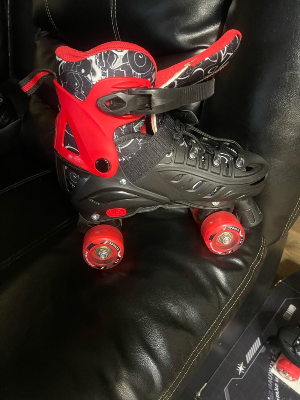 Adjustable Kids Quad Roller Skates in Red and Black